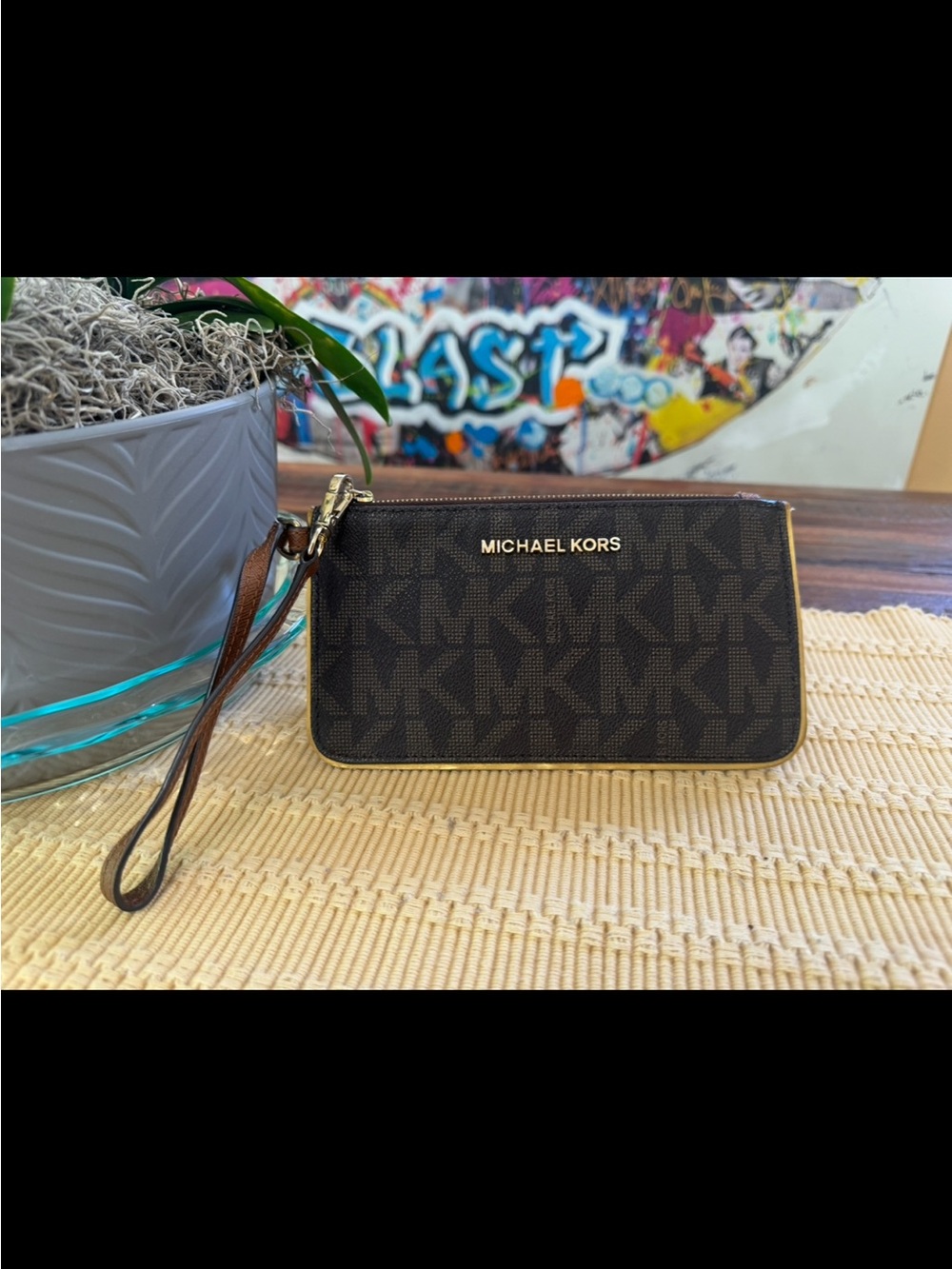 Michael Kors Brown MK Signature Wristlet